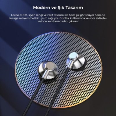 Lecoo EH101 Kablolu 3.5mm Jacklı Kulak İçi Mikrofonlu Kulaklık Siyah