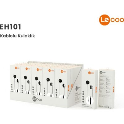 Lecoo EH101 Kablolu 3.5mm Jacklı Kulak İçi Mikrofonlu Kulaklık Siyah