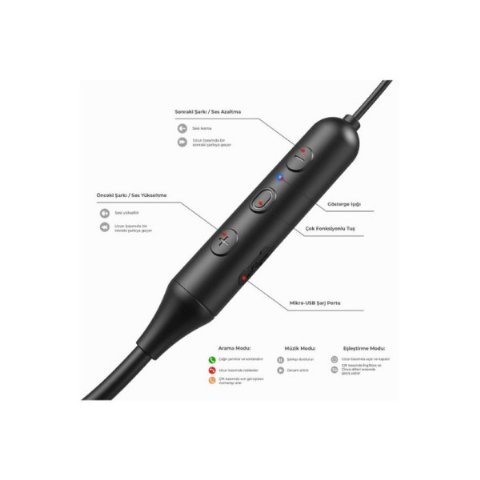 Lenovo Lecoo ES201 Boyun Bantlı Mikrofonlu Kulak İçi Bluetooth Kulaklık 
