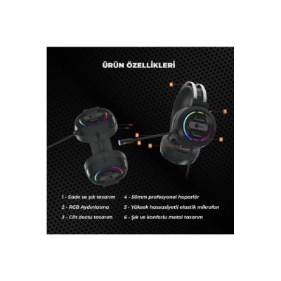 Lenovo Lecoo HT401 RGB USB Kablolu Kulak Üstü Oyuncu Kulaklığı Outlet