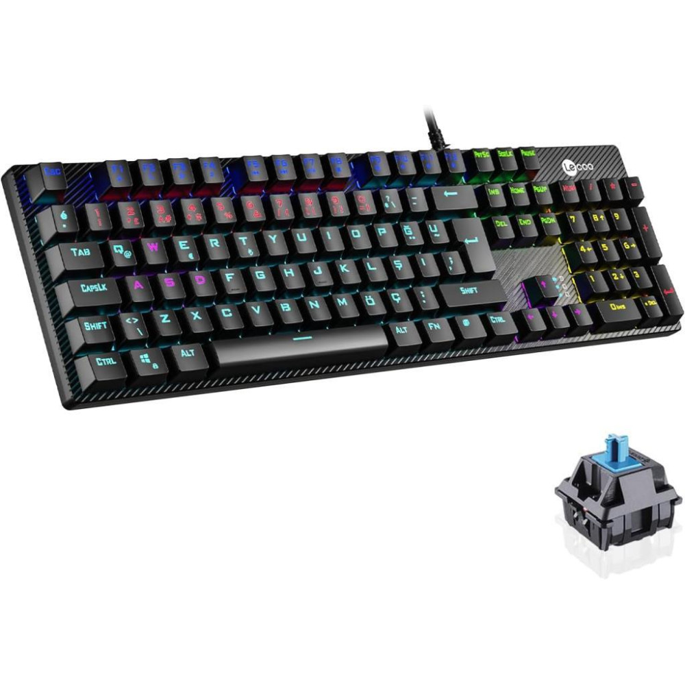 Lenovo Lecoo KG1101 RGB Blue Switch Kablolu Mekanik Oyuncu Klavyesi Teşhir