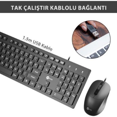 Lenovo Lecoo CM102 Kablolu Klavye Mouse Seti Outlet