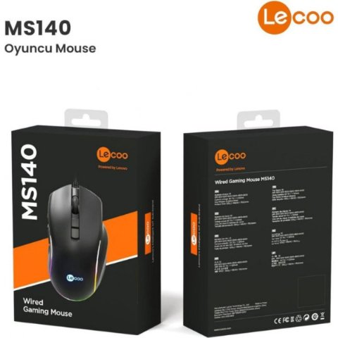 Lenovo Lecoo MS140 RGB Ergonomik Makrolu Optik Kablolu Oyuncu Mouse Teşhir