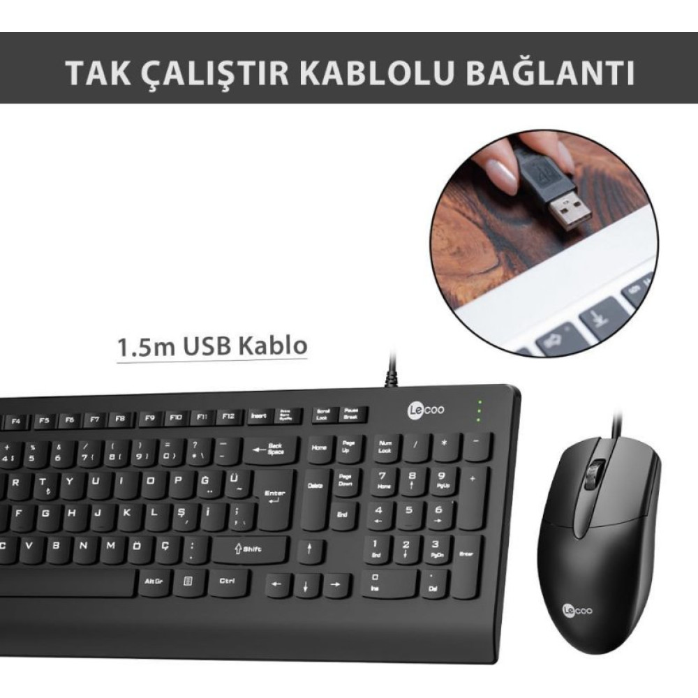 Lenovo Lecoo CM103 Kablolu Klavye Mouse Seti Outlet