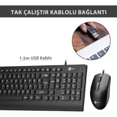 Lenovo Lecoo CM103 Kablolu Klavye Mouse Seti Outlet