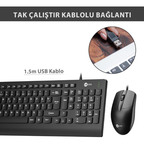 Lenovo Lecoo CM103 Kablolu Klavye Mouse Seti Outlet
