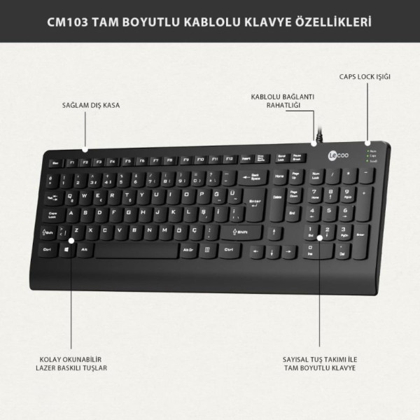 Lenovo Lecoo CM103 Kablolu Klavye Mouse Seti Outlet