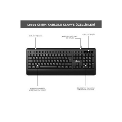 Lenovo Lecoo CM104 Kablolu Klavye Mouse Seti Outlet