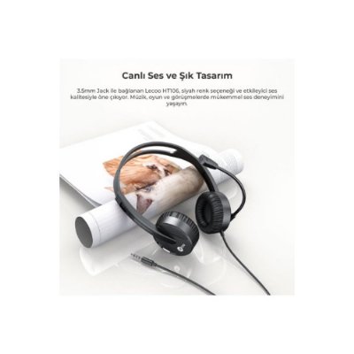 Lenovo Lecoo HT106 Siyah Kablolu Kulak Üstü Kulaklık Outlet