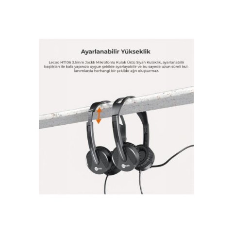Lenovo Lecoo HT106 Siyah Kablolu Kulak Üstü Kulaklık Outlet