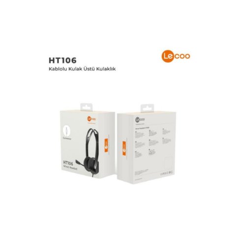 Lenovo Lecoo HT106 Siyah Kablolu Kulak Üstü Kulaklık Outlet