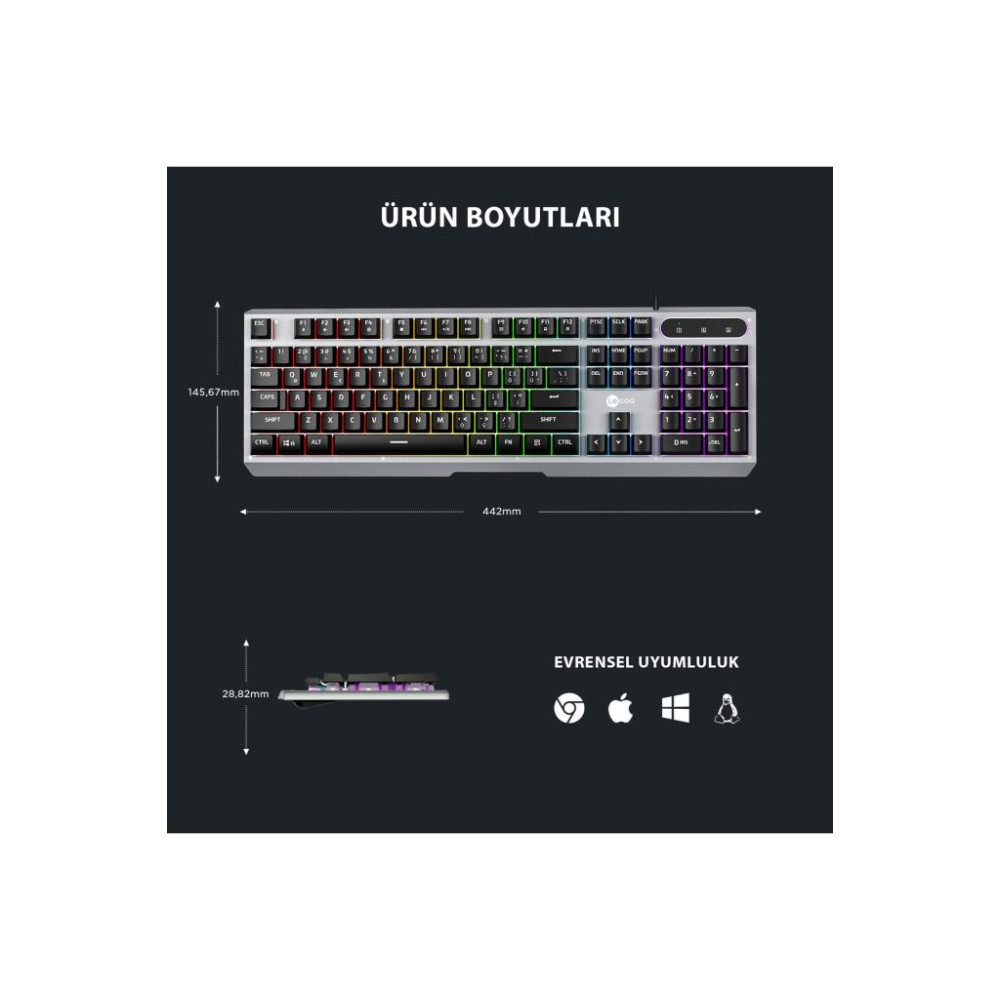 Lenovo Lecoo KB121 RGB Kablolu Oyuncu Klavyesi Teşhir