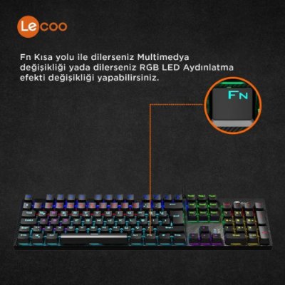 Lenovo Lecoo KG1101 RGB Blue Switch Kablolu Mekanik Oyuncu Klavyesi