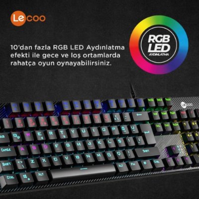 Lenovo Lecoo KG1101 RGB Blue Switch Kablolu Mekanik Oyuncu Klavyesi