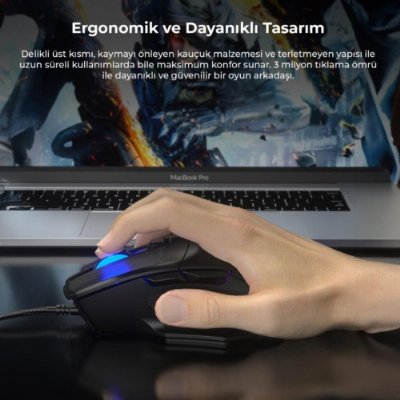 Lenovo Lecoo MS107 RGB Ergonomik Optik Kablolu Oyuncu Mouse - Teşhir