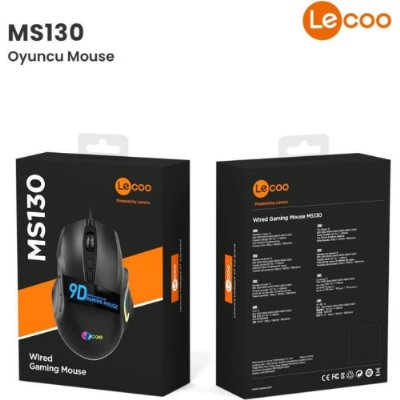 Lenovo Lecoo MS130 RGB Ergonomik Makrolu Optik Kablolu Oyuncu Mouse Teşhir