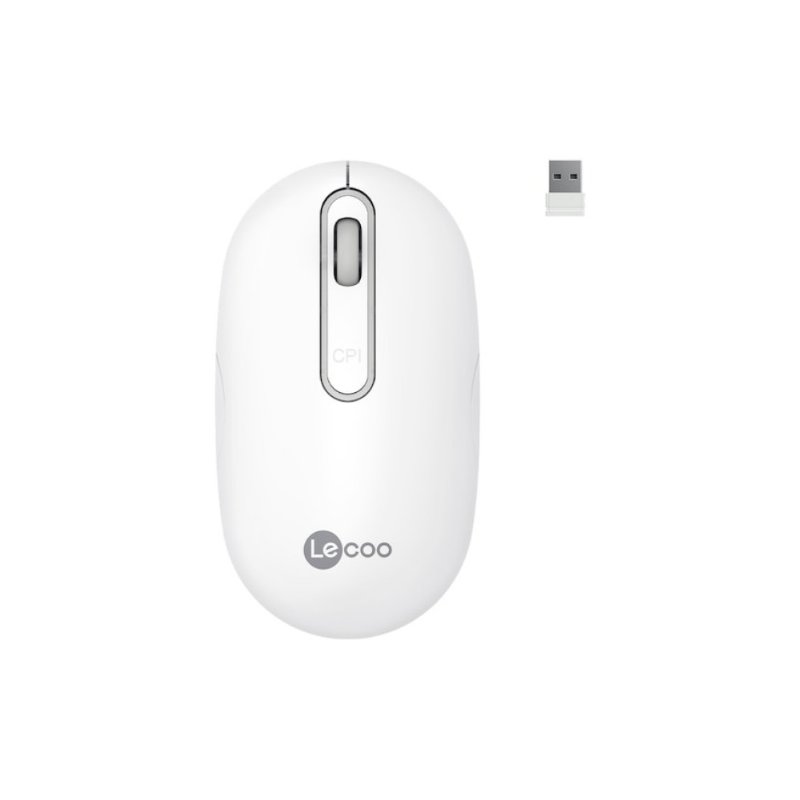 Lenovo Lecoo WS207 Beyaz Şarjlı Ergonomik Optik Kablosuz Mouse - TESHİR