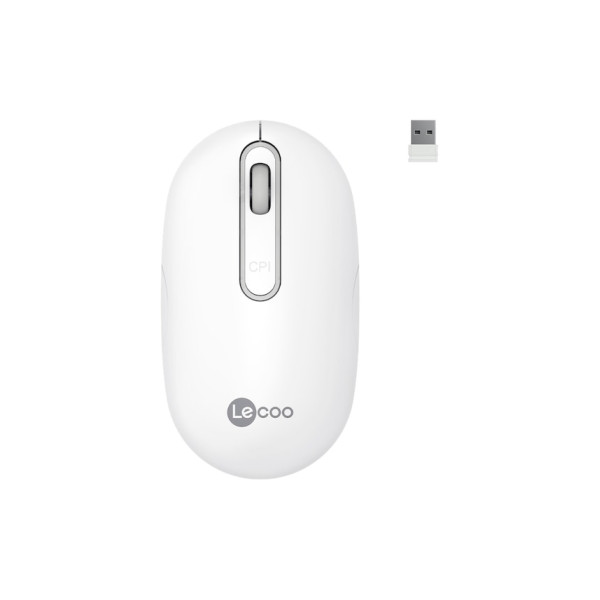 Lenovo Lecoo WS207 Beyaz Şarjlı Ergonomik Optik Kablosuz Mouse - TESHİR