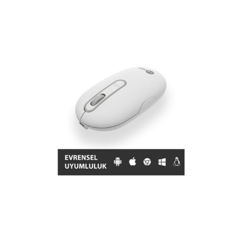 Lenovo Lecoo WS207 Beyaz Şarjlı Ergonomik Optik Kablosuz Mouse - TESHİR
