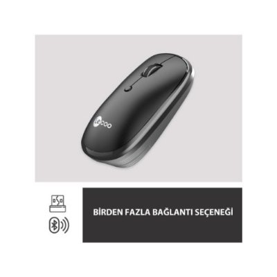 Lenovo Lecoo WS209 Siyah Şarjlı Sessiz Ergonomik Optik Kablosuz Mouse Teşhir