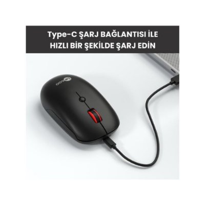 Lenovo lecoo WS211 Siyah Şarjlı Sessiz Ergonomik Optik Kablosuz Mouse Teşhir
