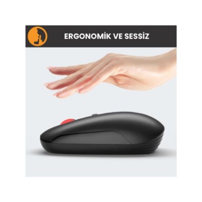Lenovo lecoo WS211 Siyah Şarjlı Sessiz Ergonomik Optik Kablosuz Mouse Teşhir