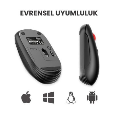Lenovo lecoo WS211 Siyah Şarjlı Sessiz Ergonomik Optik Kablosuz Mouse Teşhir