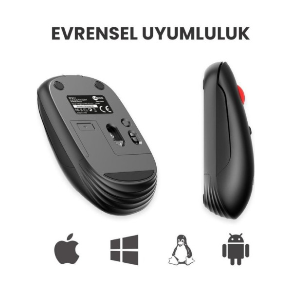 Lenovo lecoo WS211 Siyah Şarjlı Sessiz Ergonomik Optik Kablosuz Mouse Teşhir