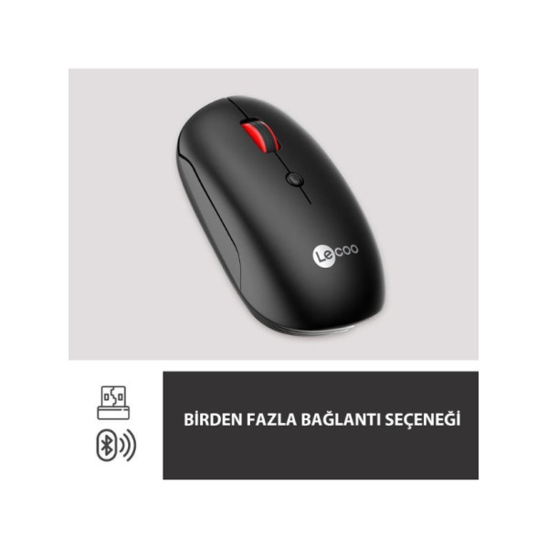 Lenovo lecoo WS211 Siyah Şarjlı Sessiz Ergonomik Optik Kablosuz Mouse Teşhir