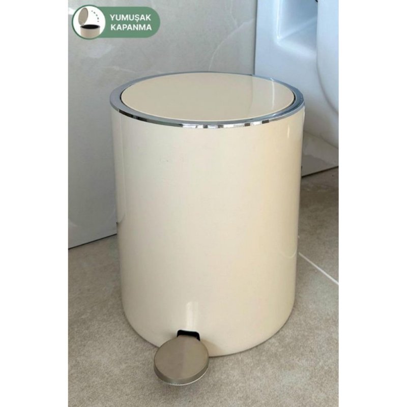Prima Nova Lenox 5 Lt Pedallı Banyo Mutfak Ofis Çöp Kovası - Bej Outlet