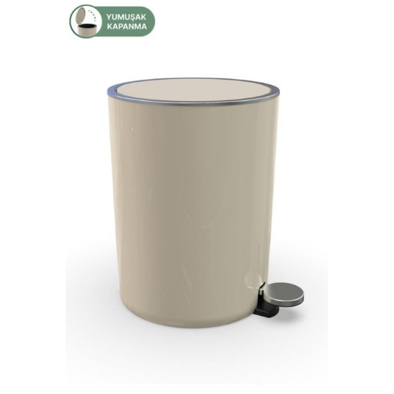 Prima Nova Lenox 5 Lt Pedallı Banyo Mutfak Ofis Çöp Kovası - Bej Outlet