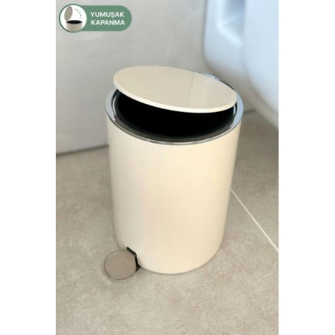 Prima Nova Lenox 5 Lt Pedallı Banyo Mutfak Ofis Çöp Kovası - Bej Outlet