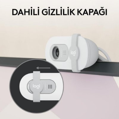 Logitech Brio 100 Beyaz Full HD 1080P Mikrofonlu Webcam