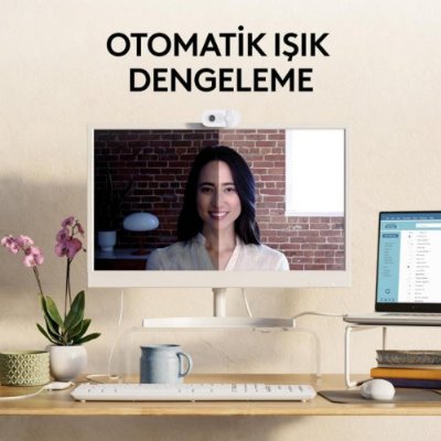 Logitech Brio 100 Beyaz Full HD 1080P Mikrofonlu Webcam