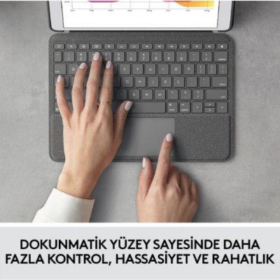 LOGITECH COMBO TOUCH DOKUNMATİK PANELLİ KLAVYELİ KILIF GRİ IPAD PRO 12.9 INC 5. GEN. 920-010186