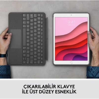 LOGITECH COMBO TOUCH DOKUNMATİK PANELLİ KLAVYELİ KILIF GRİ IPAD PRO 12.9 INC 5. GEN. 920-010186