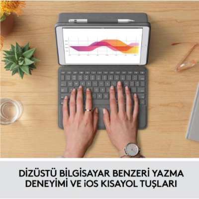 LOGITECH COMBO TOUCH DOKUNMATİK PANELLİ KLAVYELİ KILIF GRİ IPAD PRO 12.9 INC 5. GEN. 920-010186