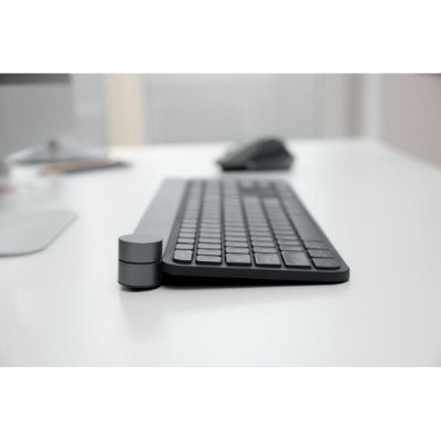 Logitech Craft Kablosuz Klavye, Bluetooth ve 2.4 GHz Kablosuz Baglanti, Programlanabilir Döndürme Ayari, Otomatik Tus Aydinlatmasi, Çoklu Cihaz, PC/Mac/Dizüstü Bilgisayar, Ingilizce QWERTY Klavye - TEŞHİR