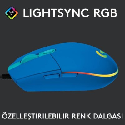 Logitech G102 910-005801 Mavi Lightsync Optik Kablolu Oyuncu Mouse Teşhir