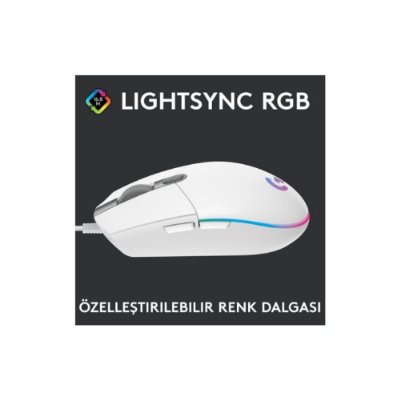 Logitech G G102 Lightsync RGB Kablolu Gaming Mouse, Beyaz-TEŞHİR