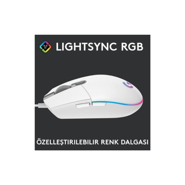 Logitech G G102 Lightsync RGB Kablolu Gaming Mouse, Beyaz-TEŞHİR