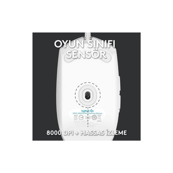 Logitech G G102 Lightsync RGB Kablolu Gaming Mouse, Beyaz-TEŞHİR