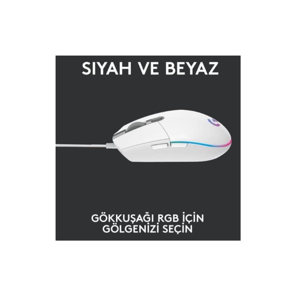 Logitech G G102 Lightsync RGB Kablolu Gaming Mouse, Beyaz-TEŞHİR
