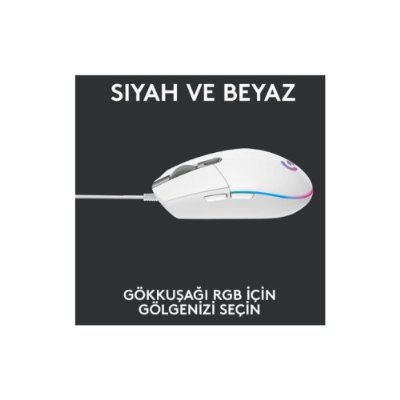 Logitech G G102 Lightsync RGB Kablolu Gaming Mouse, Beyaz-TEŞHİR