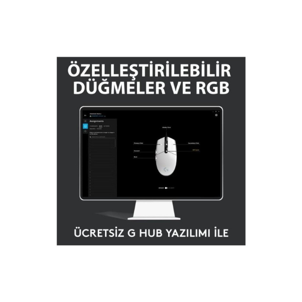 Logitech G G102 Lightsync RGB Kablolu Gaming Mouse, Beyaz-TEŞHİR