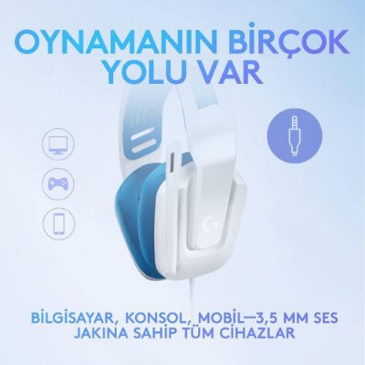 Logitech G G335 Kablolu Kulak Üstü Oyuncu Kulaklığı Beyaz