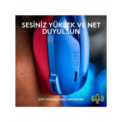 Logitech G435 Lightspeed Mavi Kablosuz Mikrofonlu Kulak Üstü Oyuncu Kulaklığı - Teşhir