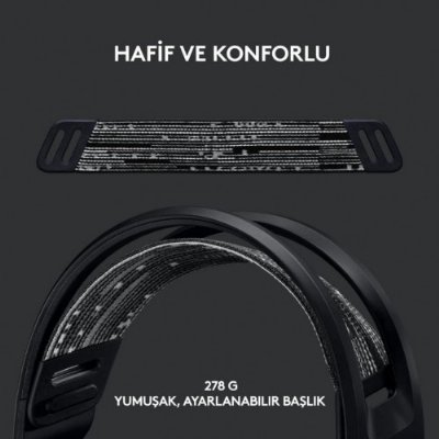 Logitech G733 7.1 981-000864 Siyah Kablosuz Mikrofonlu Kulak Üstü Oyuncu Kulaklığı - Teşhir