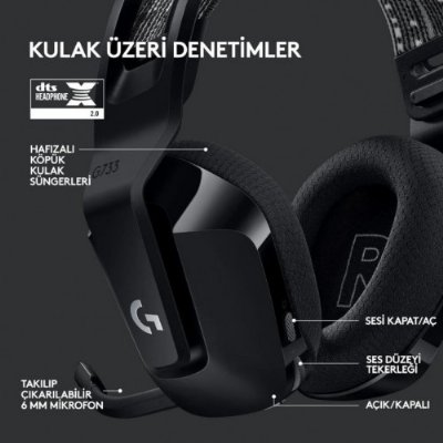 Logitech G733 7.1 981-000864 Siyah Kablosuz Mikrofonlu Kulak Üstü Oyuncu Kulaklığı - Teşhir
