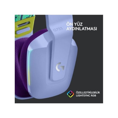 Logitech G733 Lightspeed Lila RGB 7.1 Kablosuz Kulak Üstü Oyuncu Kulaklığı Teşhir